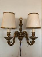 Lustrerie DeKnudt Vintage koperen lamp met 2 kappen, Antiek en Kunst, Antiek | Koper en Brons, Ophalen, Koper