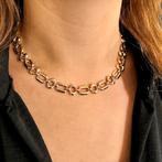 Gouden fantasie schakel collier | 42 cm (robuuste collier), Sieraden, Tassen en Uiterlijk, Kettingen, Ophalen of Verzenden, Gebruikt