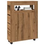 vidaXL Badkamerkast smal met wielen bewerkt hout artisanaal, Huis en Inrichting, Kasten | Overige, Verzenden, Nieuw