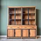 Industriële Buffetkast | 200cm breed | Massief teakhout |, Huis en Inrichting, Kasten | Buffetkasten, 200 cm of meer, 150 tot 200 cm